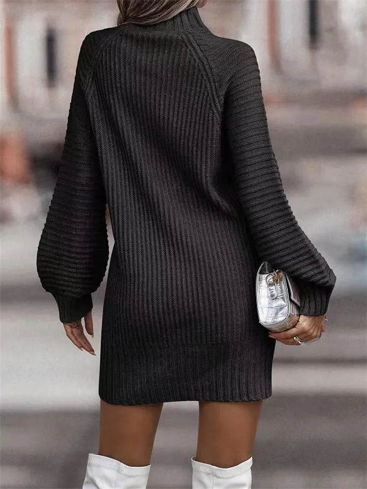 Fashion Cozy Long Sleeve Knitted Sweater Dresses for Women