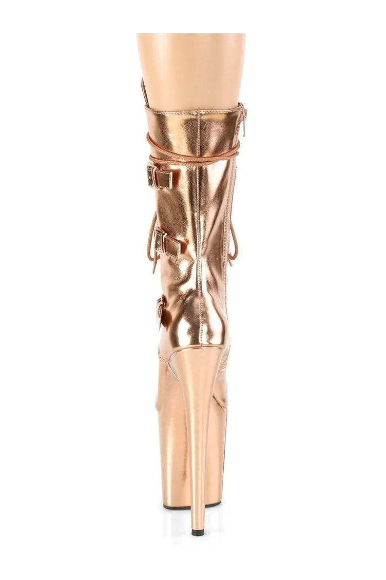 FLAMINGO-1053 Exotic Boot | RoseGold Faux Leather
