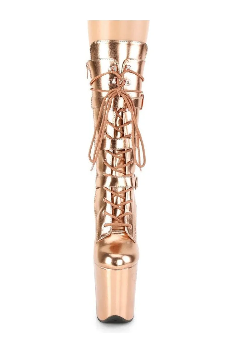 FLAMINGO-1053 Exotic Boot | RoseGold Faux Leather