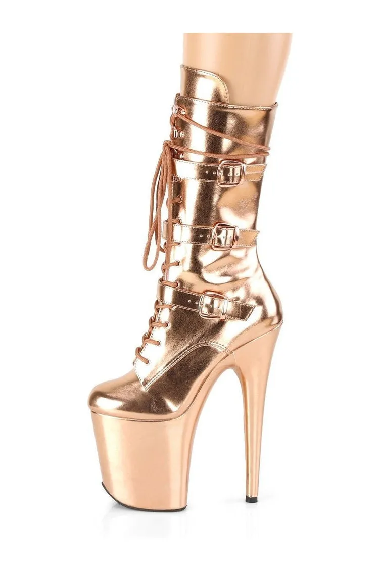 FLAMINGO-1053 Exotic Boot | RoseGold Faux Leather