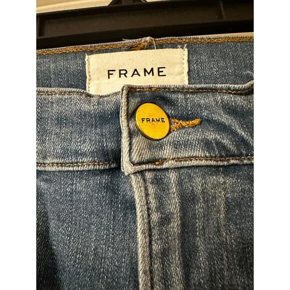 FRAME Le High Skinny Jeans Sz 28  Faded Blue Distressed Detail Ultimate Sexy Fit