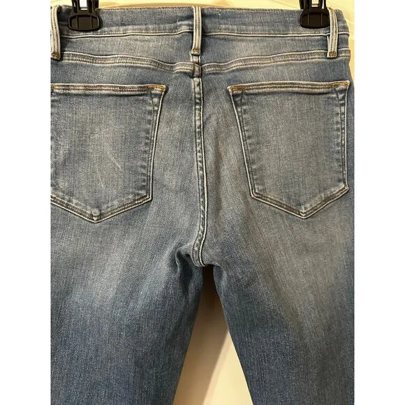 FRAME Le High Skinny Jeans Sz 28  Faded Blue Distressed Detail Ultimate Sexy Fit