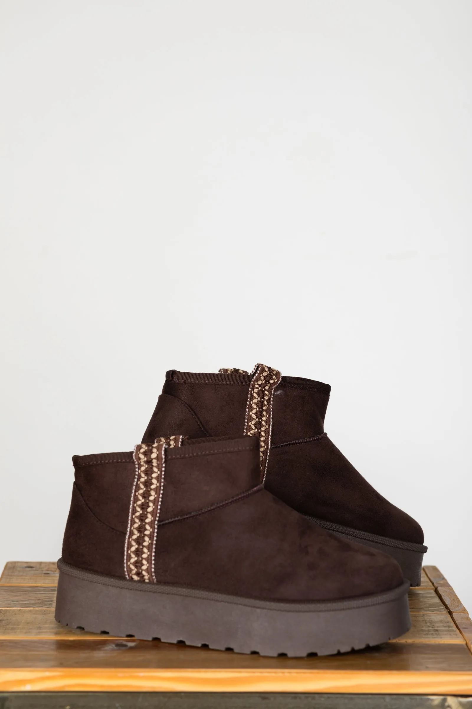 Fur Platform Bootie With Detail Trim