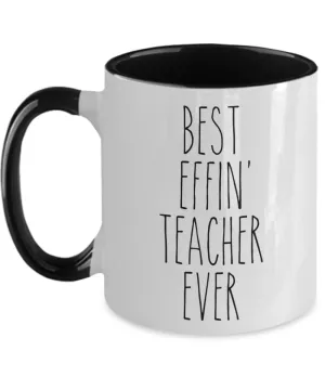 Gift For Teacher Best Effin' Teacher Ever Mug Two-Tone Coffee Cup Funny Coworker Gifts
