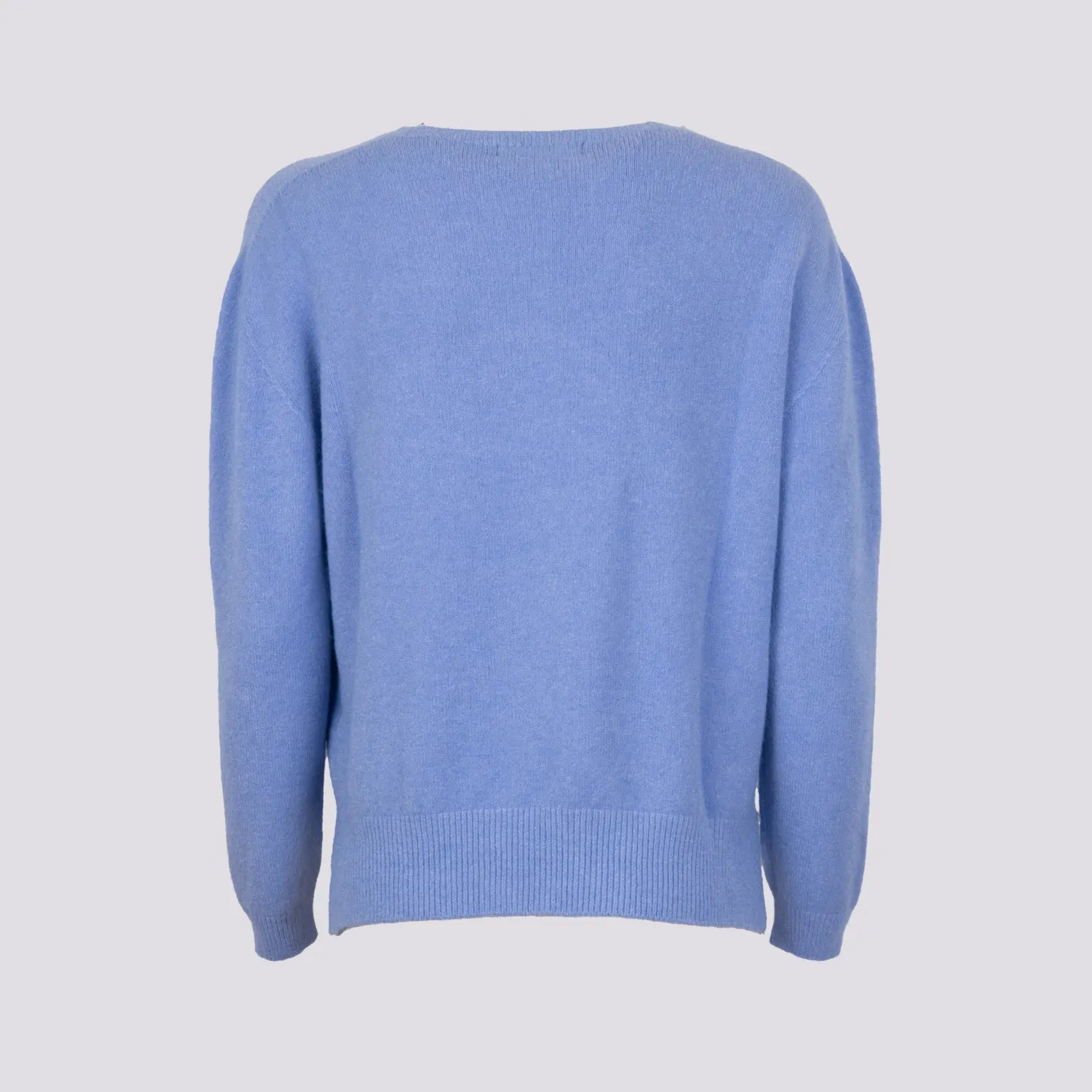 GIROCOLLO IN MAGLIA  CON MICRO SPACCHI LATERALI AZZURRO