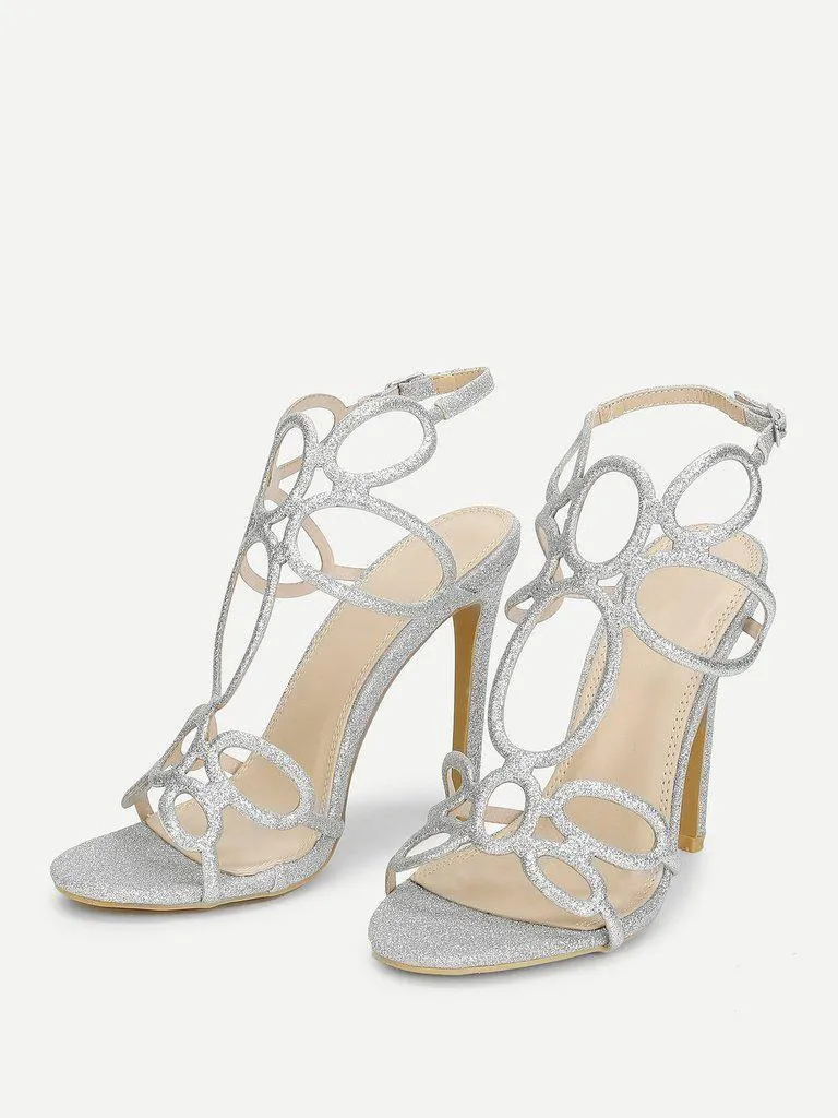 Glitter Design High Heel Sandals