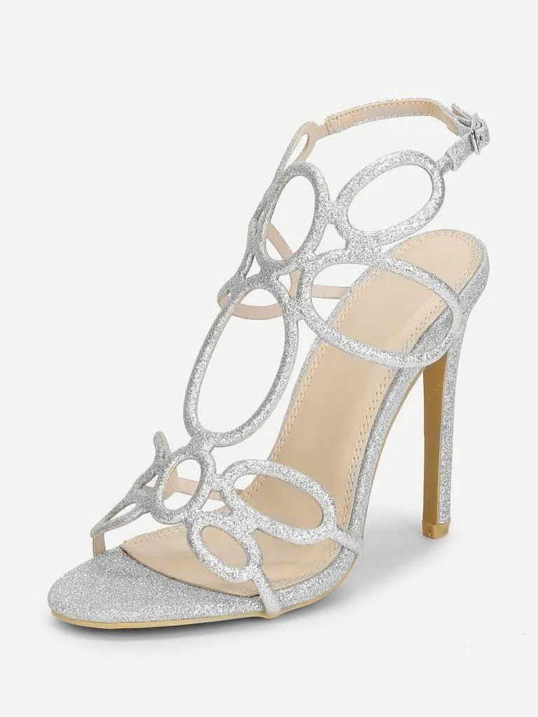 Glitter Design High Heel Sandals