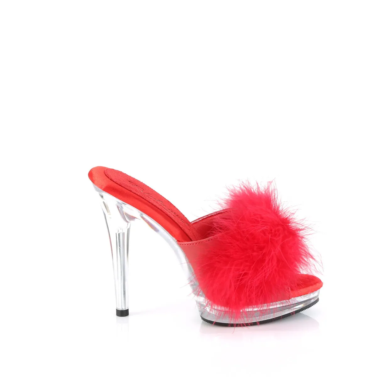 GLORY-501F-8  Red Faux Leather-Fur/Clear