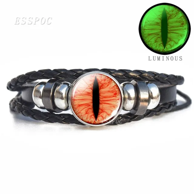 Glow In The Dark Dragon Eye Leather Bracelet