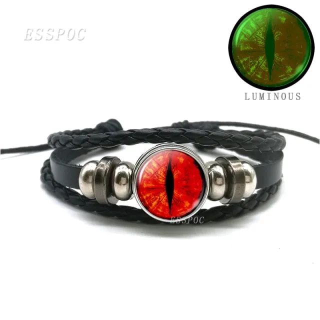 Glow In The Dark Dragon Eye Leather Bracelet