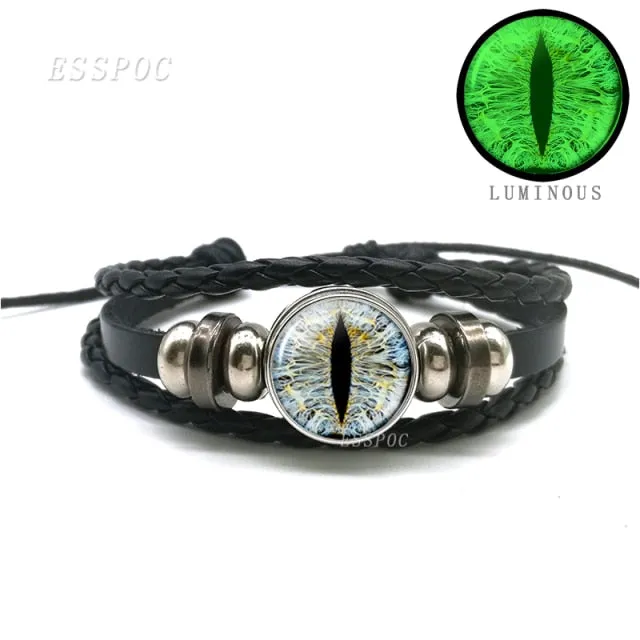 Glow In The Dark Dragon Eye Leather Bracelet