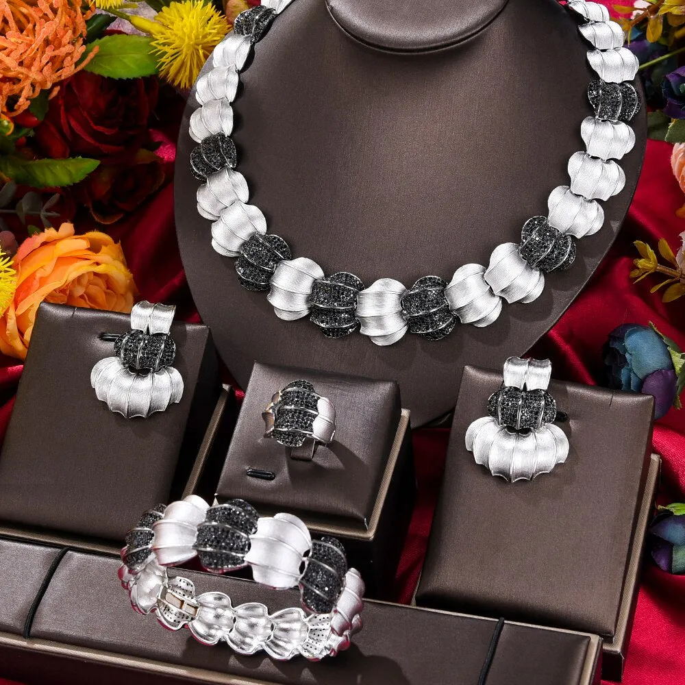 GODKI 4PC BIG Maple leaf Luxury African Jewelry Set For Women Wedding Party Naija Bride Necklace Dubai Bridal Dress Jewelry Set