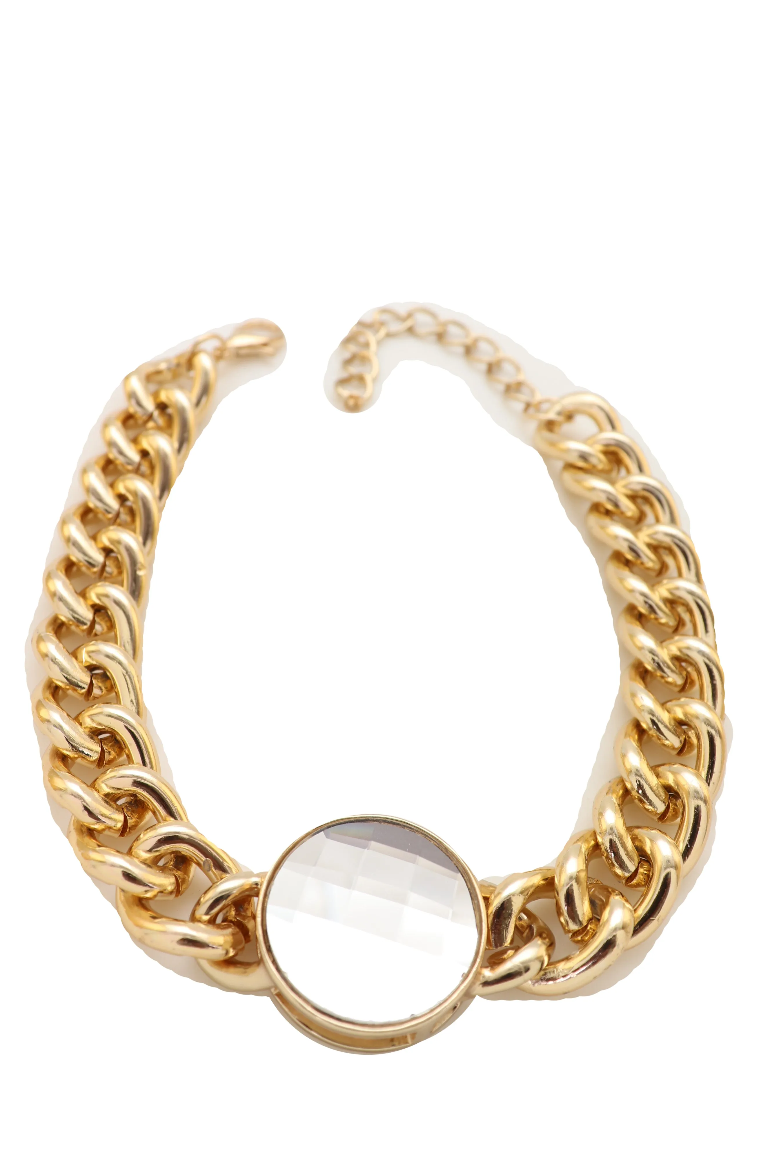 Gold Metal Chunky Chain Link Short Choker Necklace Silver Bling Fancy Style