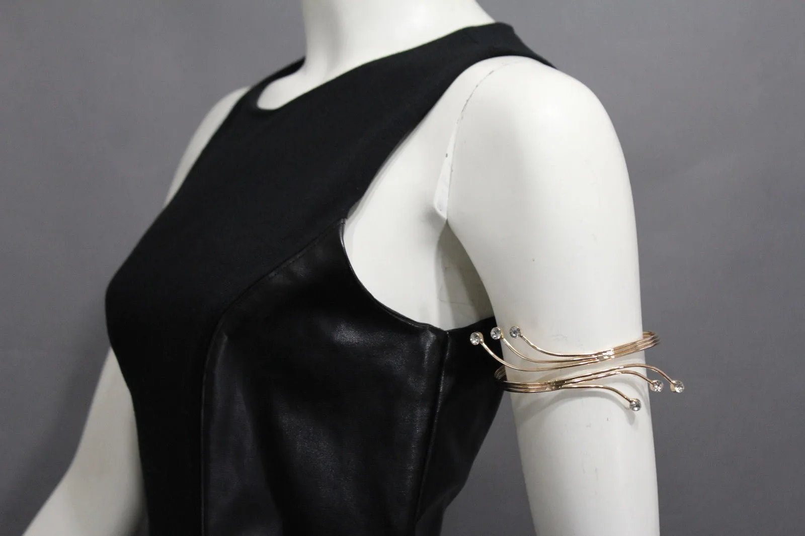 Gold Metal Cuff Upper Arm Bracelet Wrap Around Retro Silver