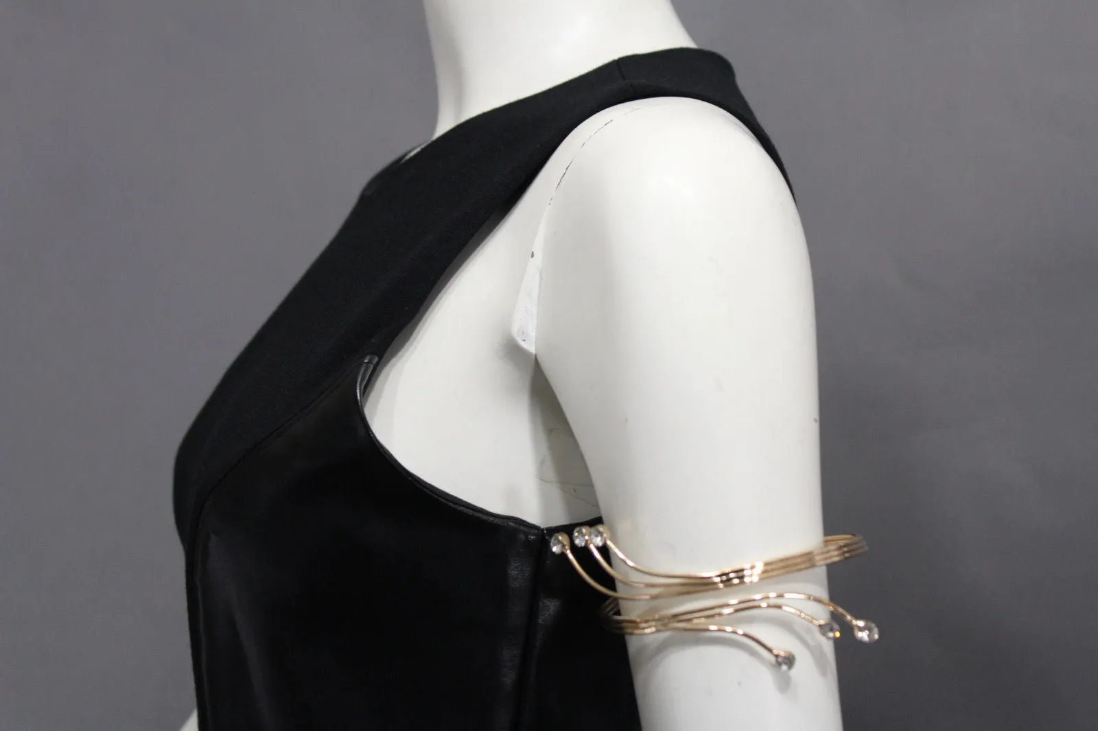 Gold Metal Cuff Upper Arm Bracelet Wrap Around Retro Silver