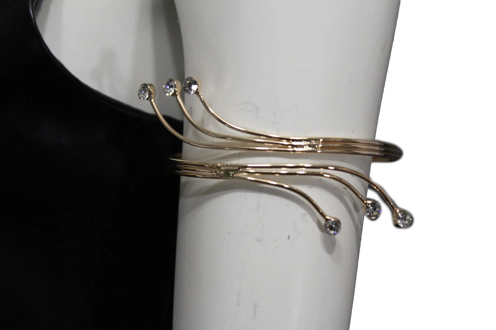 Gold Metal Cuff Upper Arm Bracelet Wrap Around Retro Silver