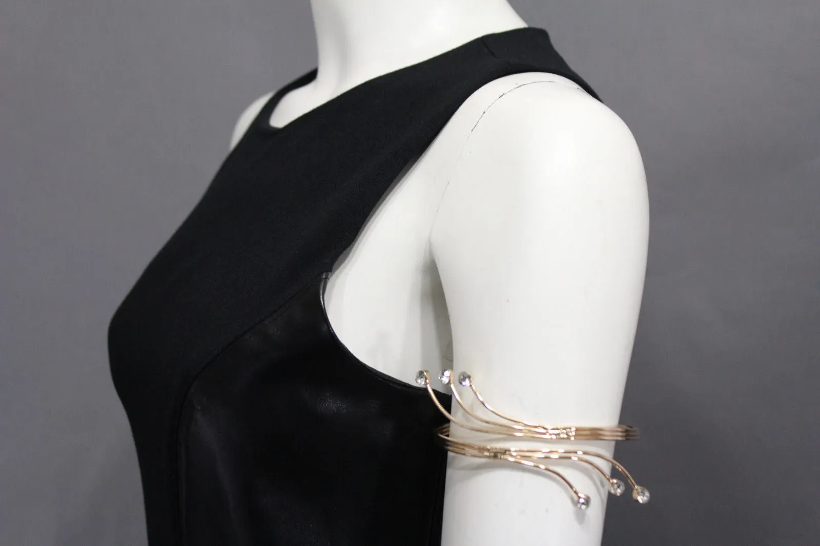 Gold Metal Cuff Upper Arm Bracelet Wrap Around Retro Silver
