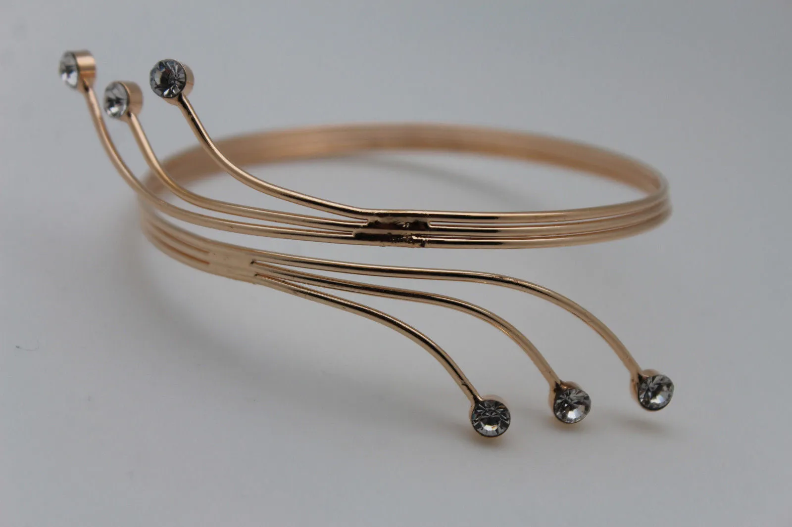 Gold Metal Cuff Upper Arm Bracelet Wrap Around Retro Silver