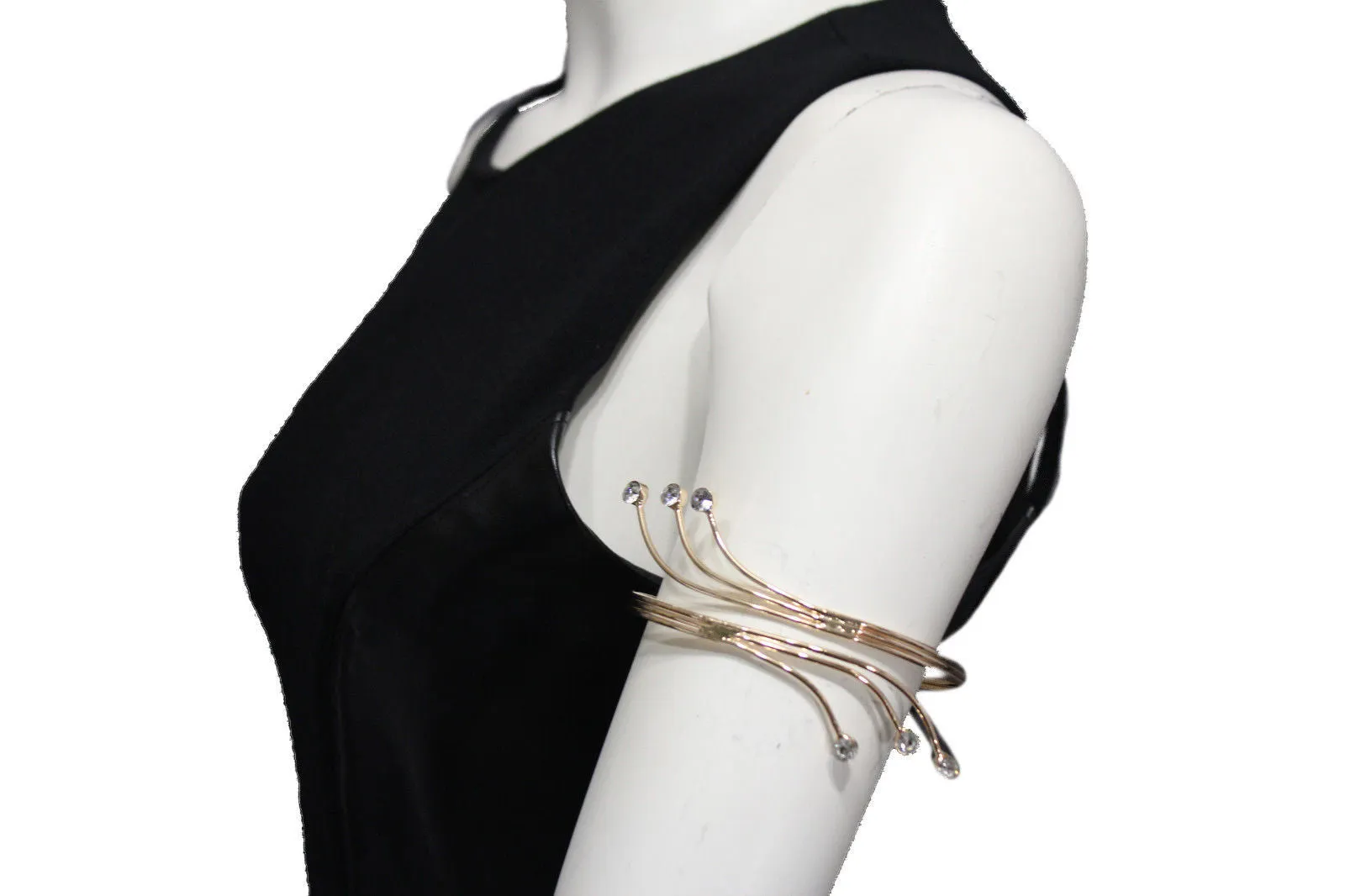 Gold Metal Cuff Upper Arm Bracelet Wrap Around Retro Silver