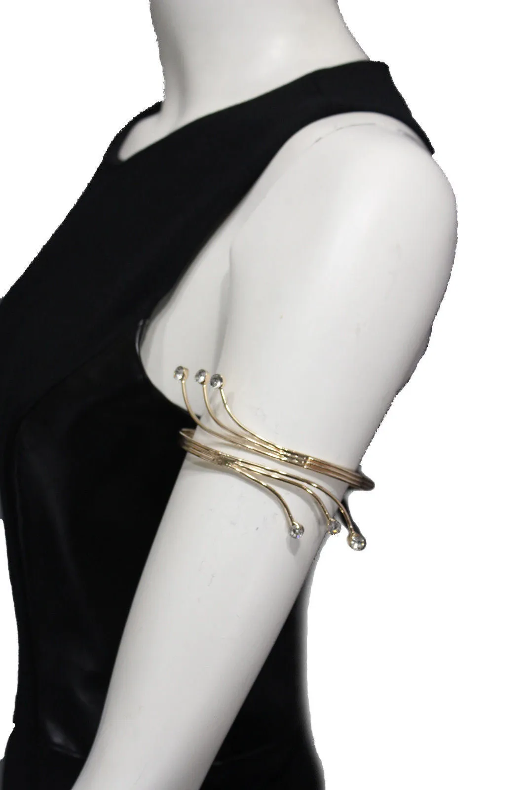 Gold Metal Cuff Upper Arm Bracelet Wrap Around Retro Silver