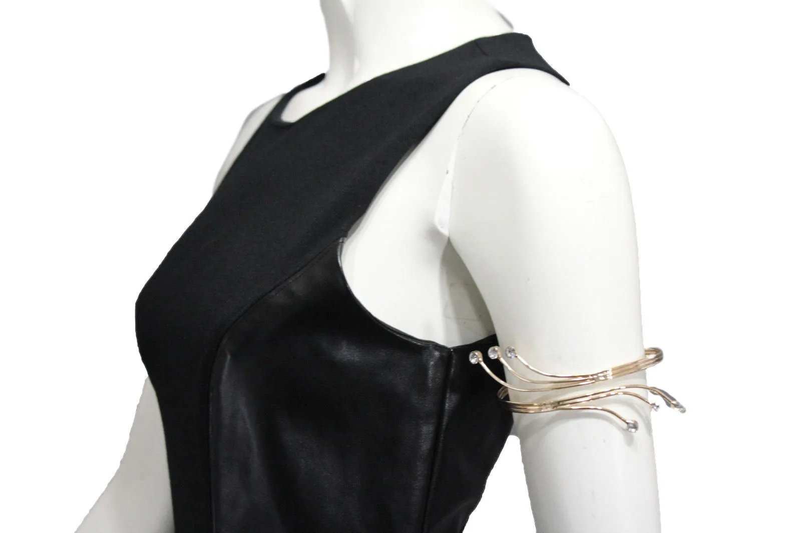 Gold Metal Cuff Upper Arm Bracelet Wrap Around Retro Silver