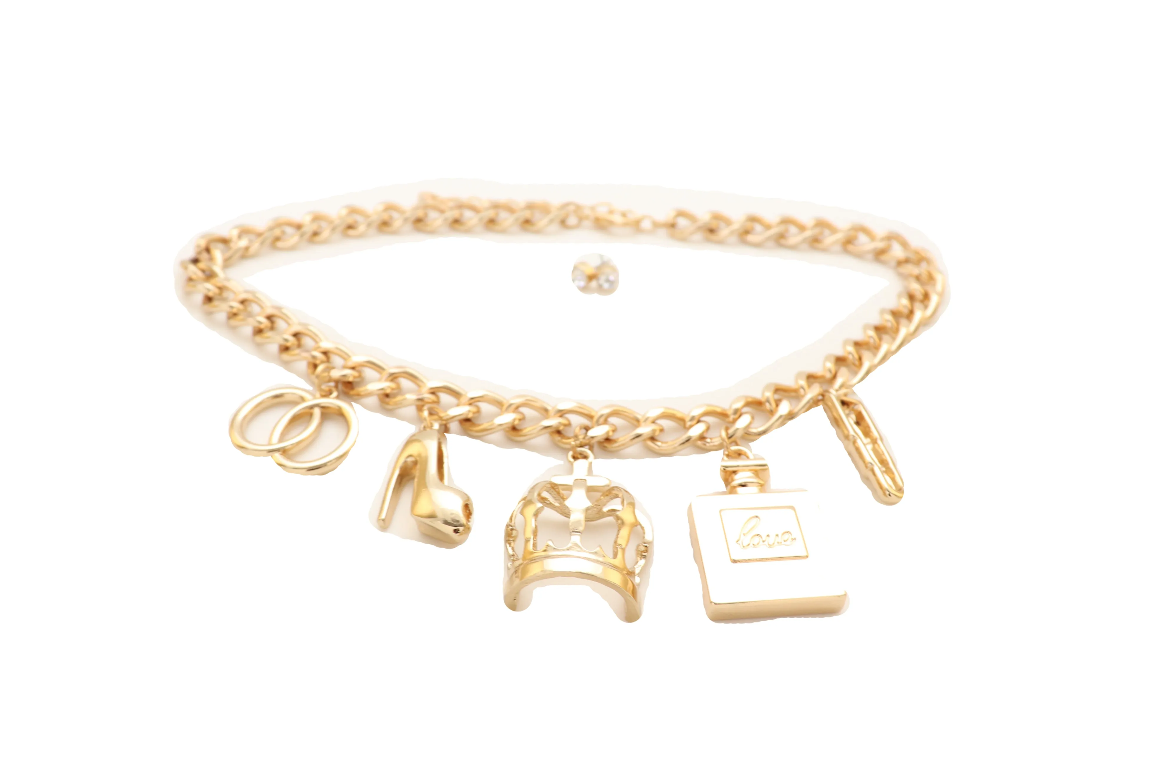Gold Metal Fashionista Diva Charm Necklace