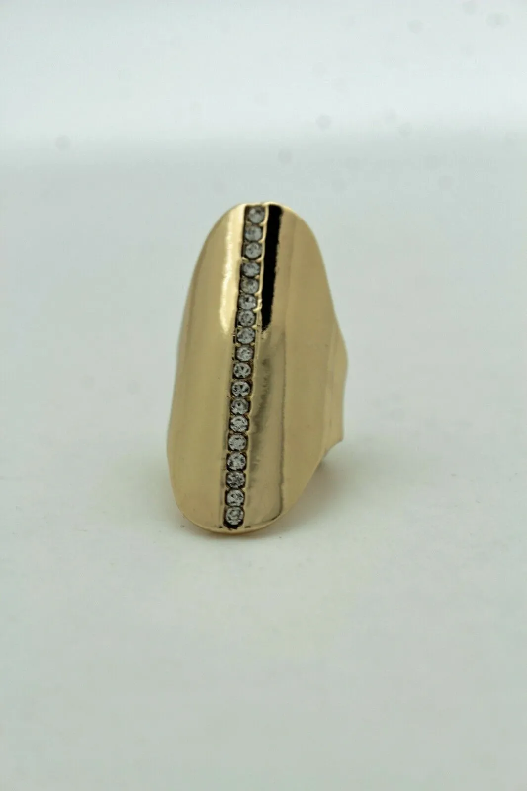Gold Metal Long Ring Fashion Elastic Band One Size Silver Bling Look Fancy