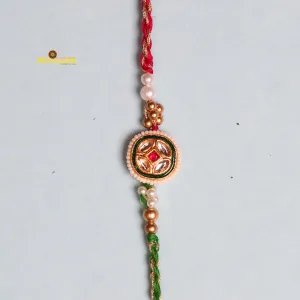 Gold Toned & Beaded Exquisite Premium Rakhi INDIA