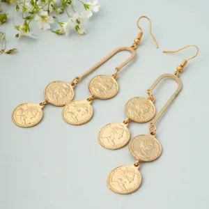 Golden Dangling Coin Earrings