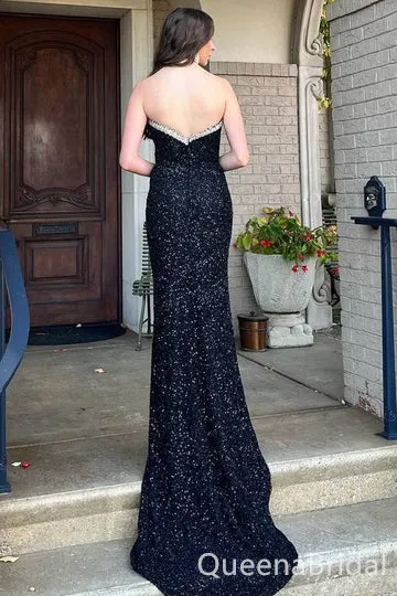 Gorgeous Strapless Sheath Plunging Side Slit Party Dress Long Prom Dresses to Impress ,WGP1509