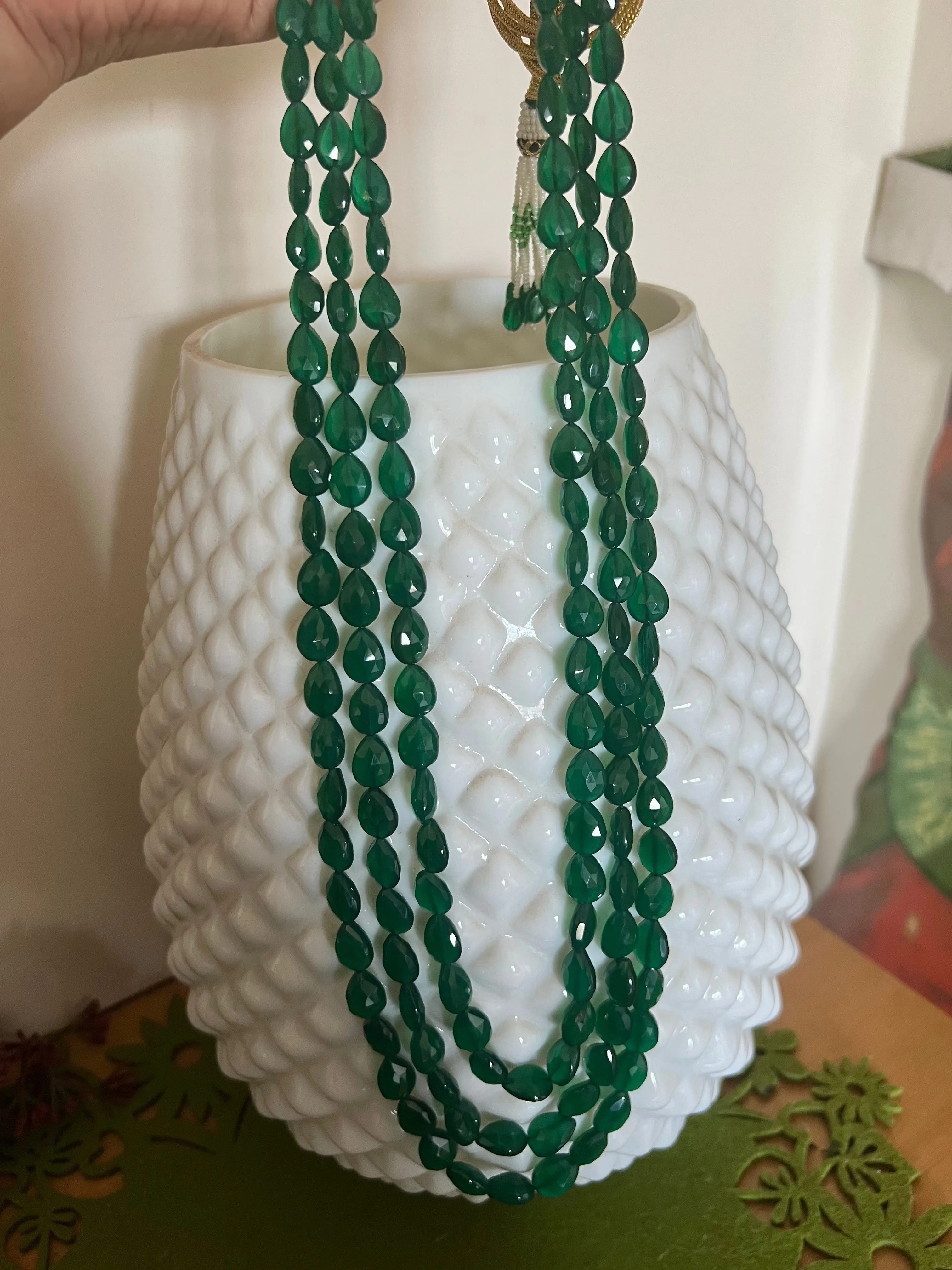Green Onyx Almond Cut Mala