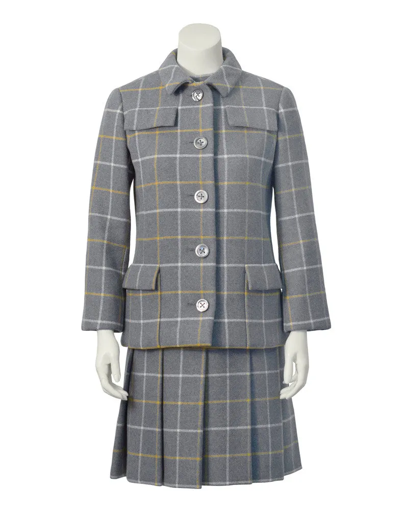 Grey Windowpane Dress and Jacket Set