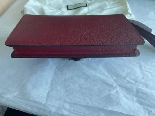 Gucci Dionysus Italy Red Wine Leather Small Wrist Strap Shoulder Bag Purse New