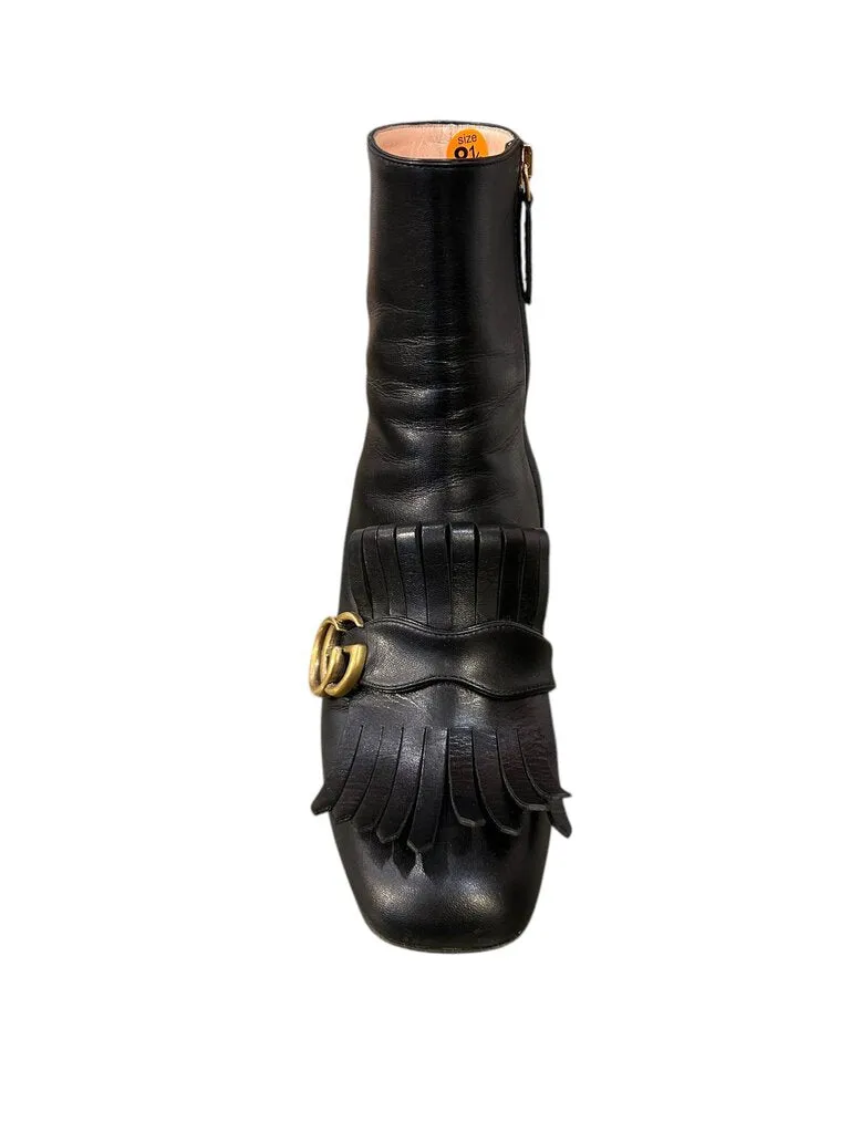 Gucci GG Marmont Fringe Ankle Boot black 38.5