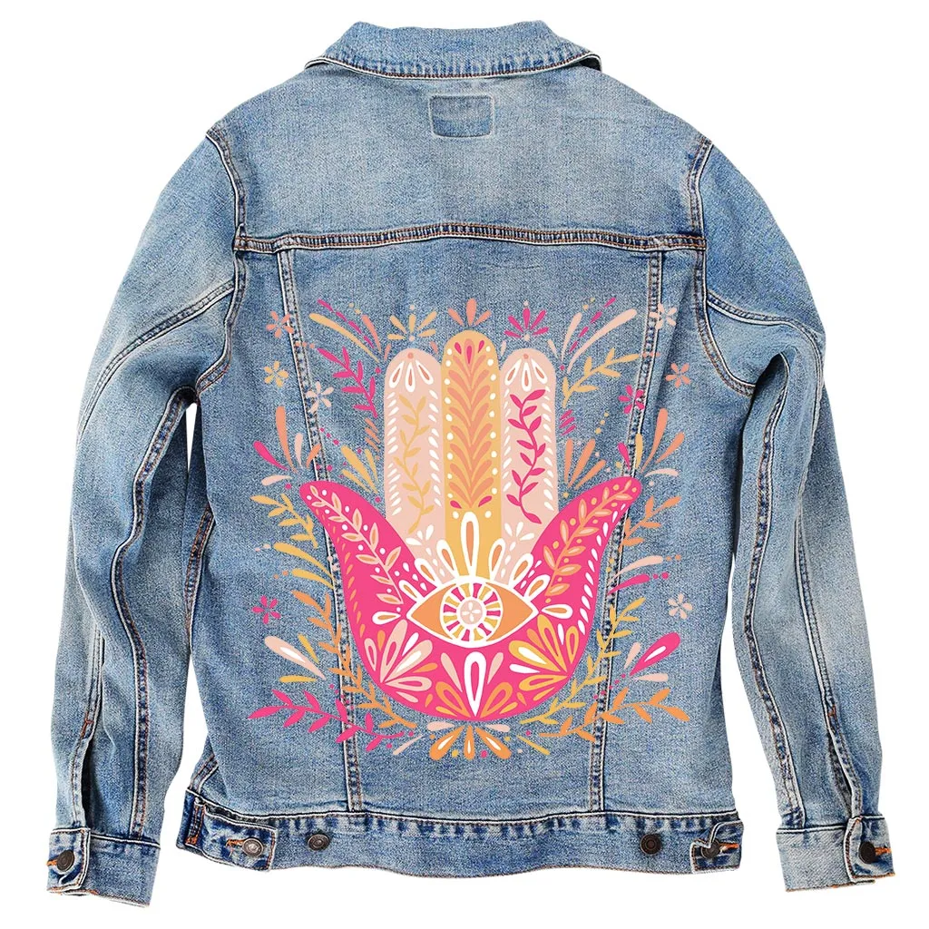 Hamsa Hand by CatCoq Unisex Denim Jacket