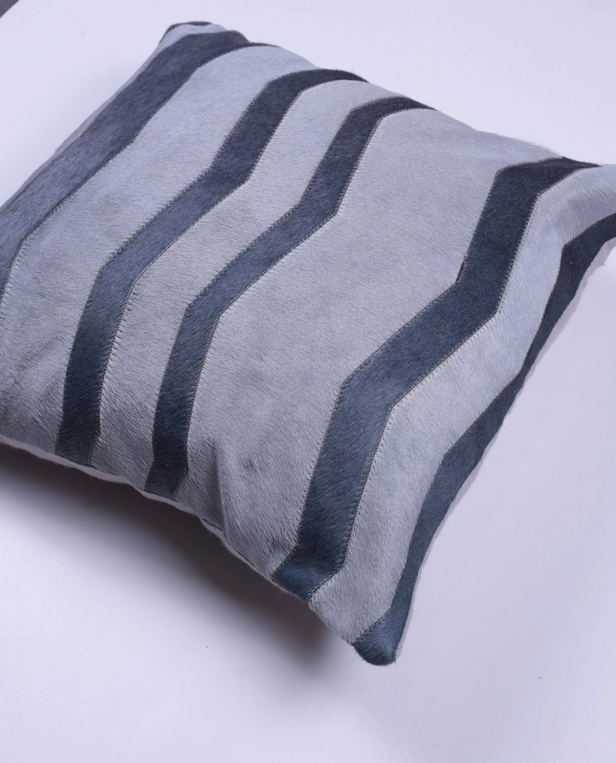 Herringbone Silver Slate Hide Pillow