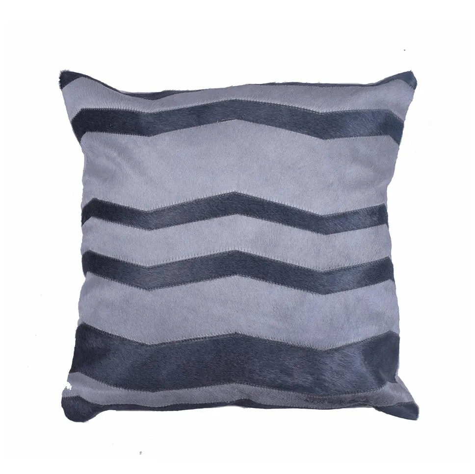 Herringbone Silver Slate Hide Pillow