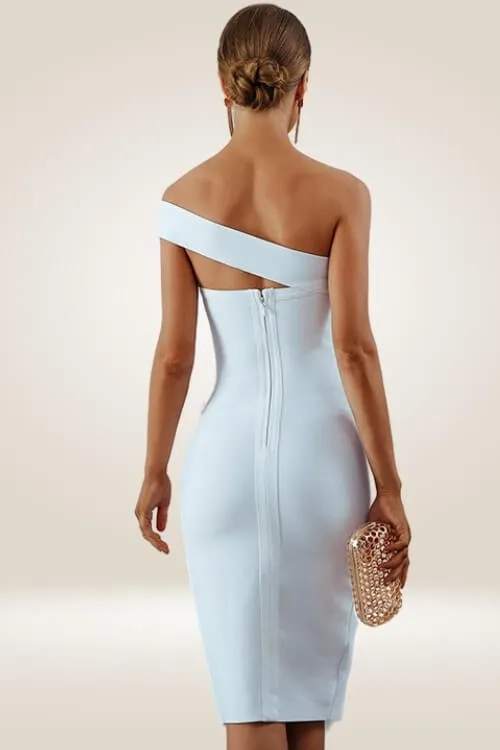 High Slit Off The Shoulder White Bodycon Midi Dress