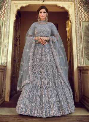 Ice Blue Multi Embroidered Lehenga Choli
