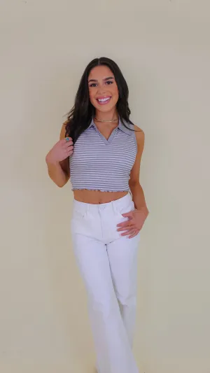 Illusion Striped Tank Top - Grey