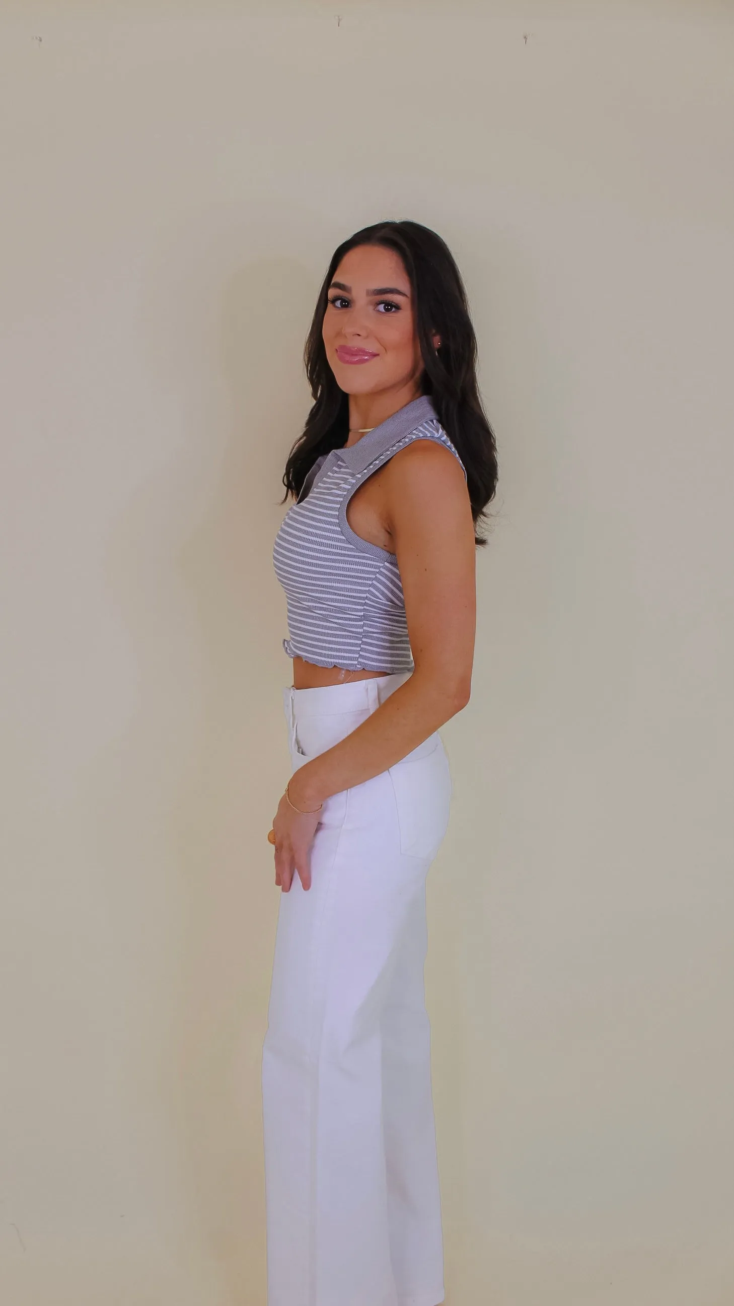 Illusion Striped Tank Top - Grey
