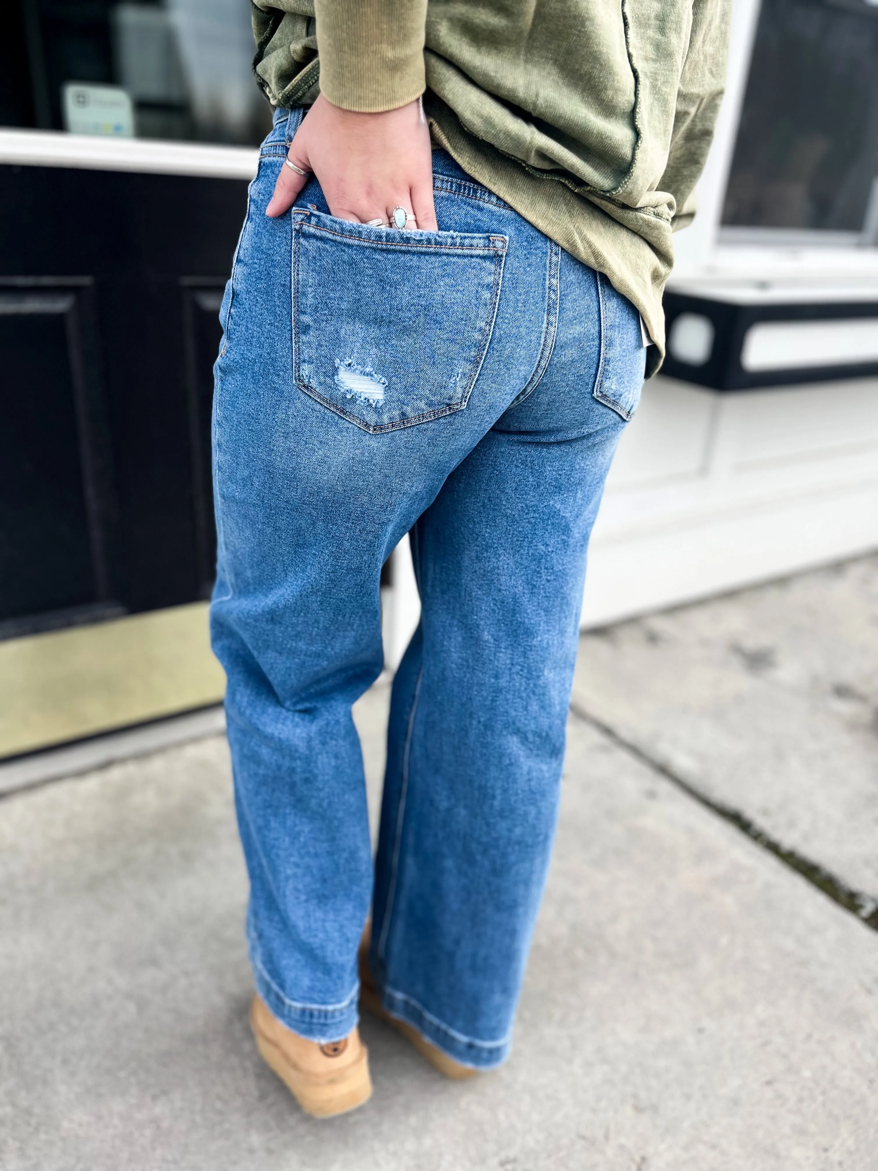 Improve High Rise Trouser Wide Leg Denim