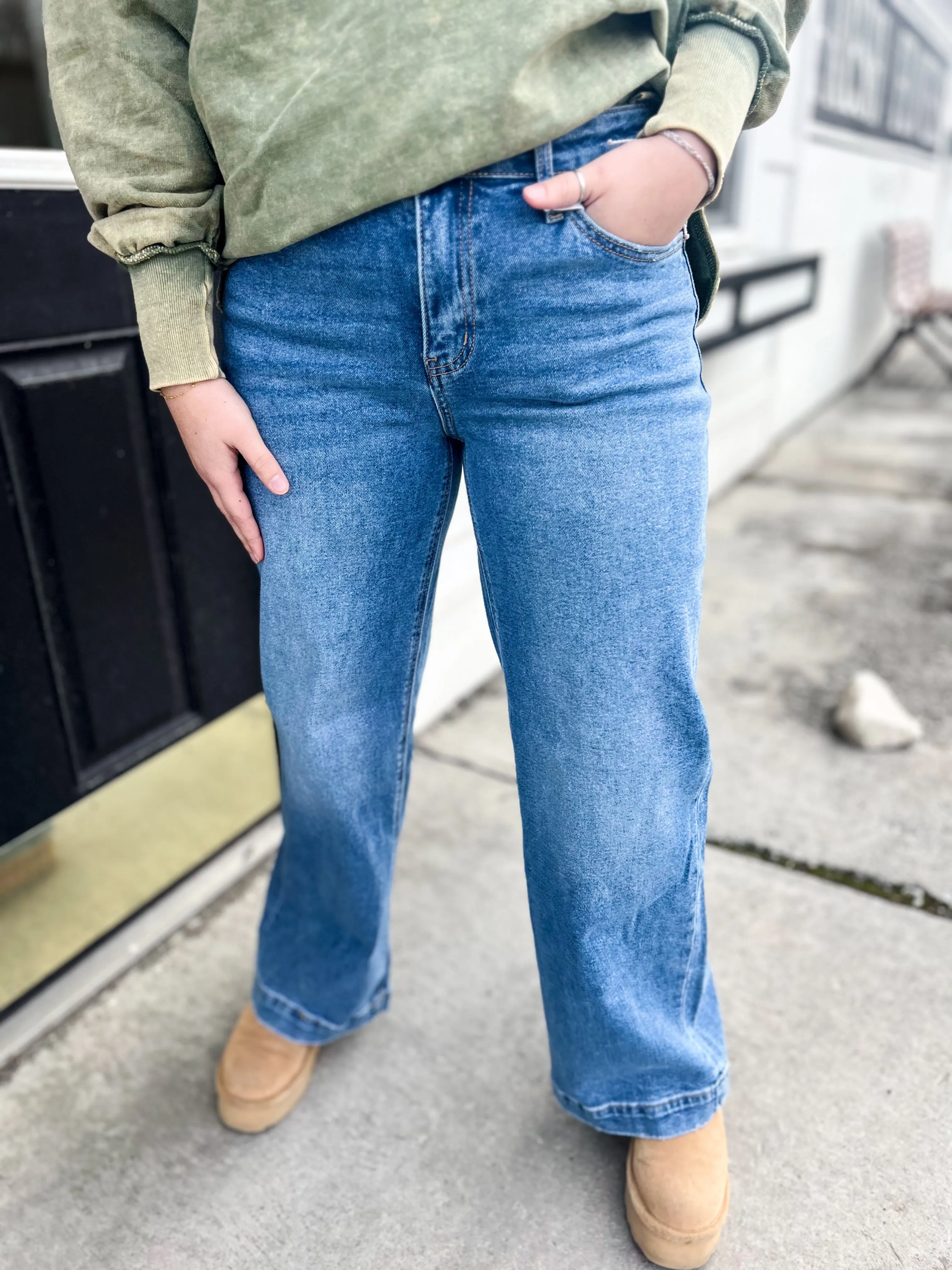 Improve High Rise Trouser Wide Leg Denim