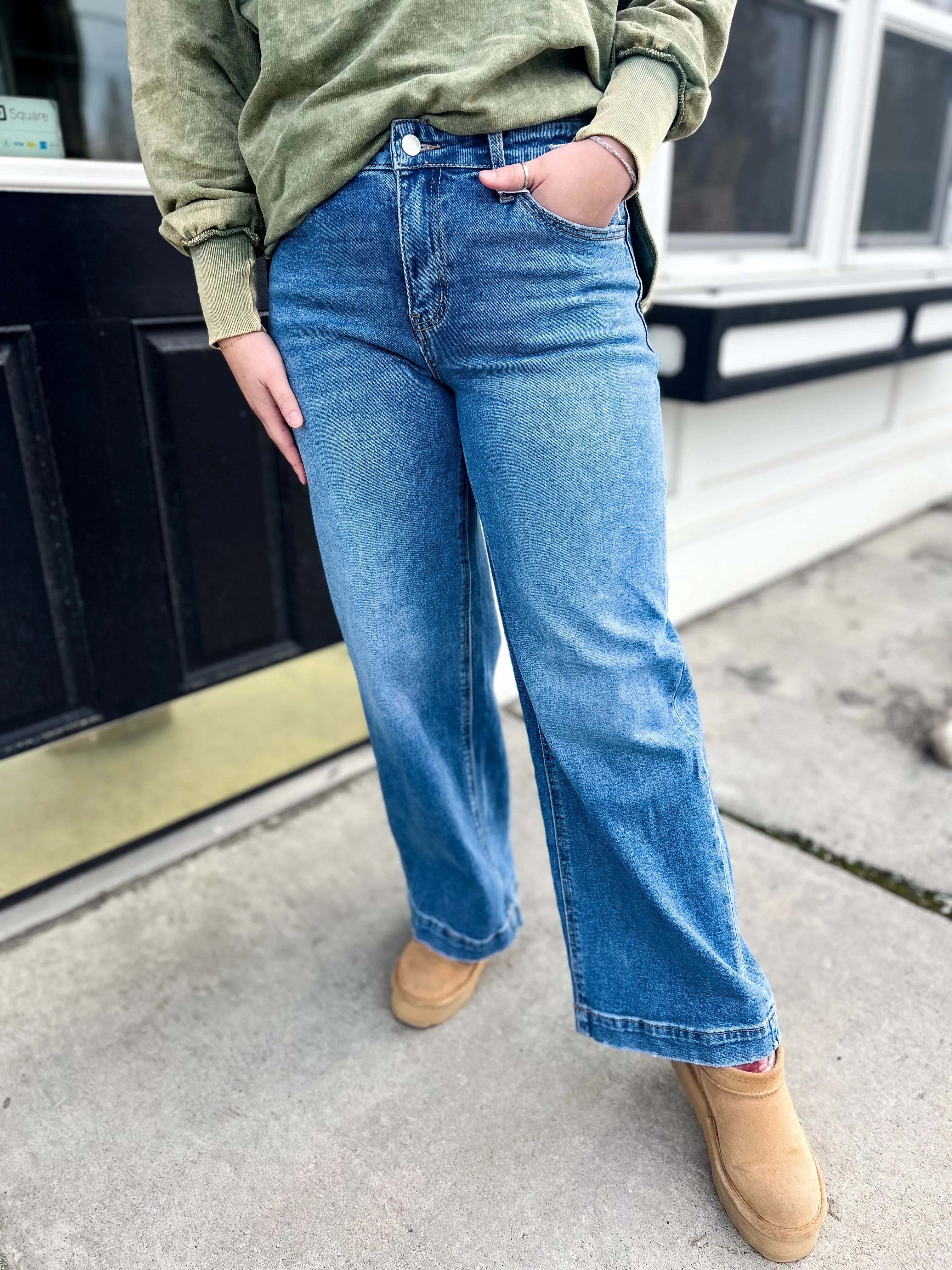 Improve High Rise Trouser Wide Leg Denim
