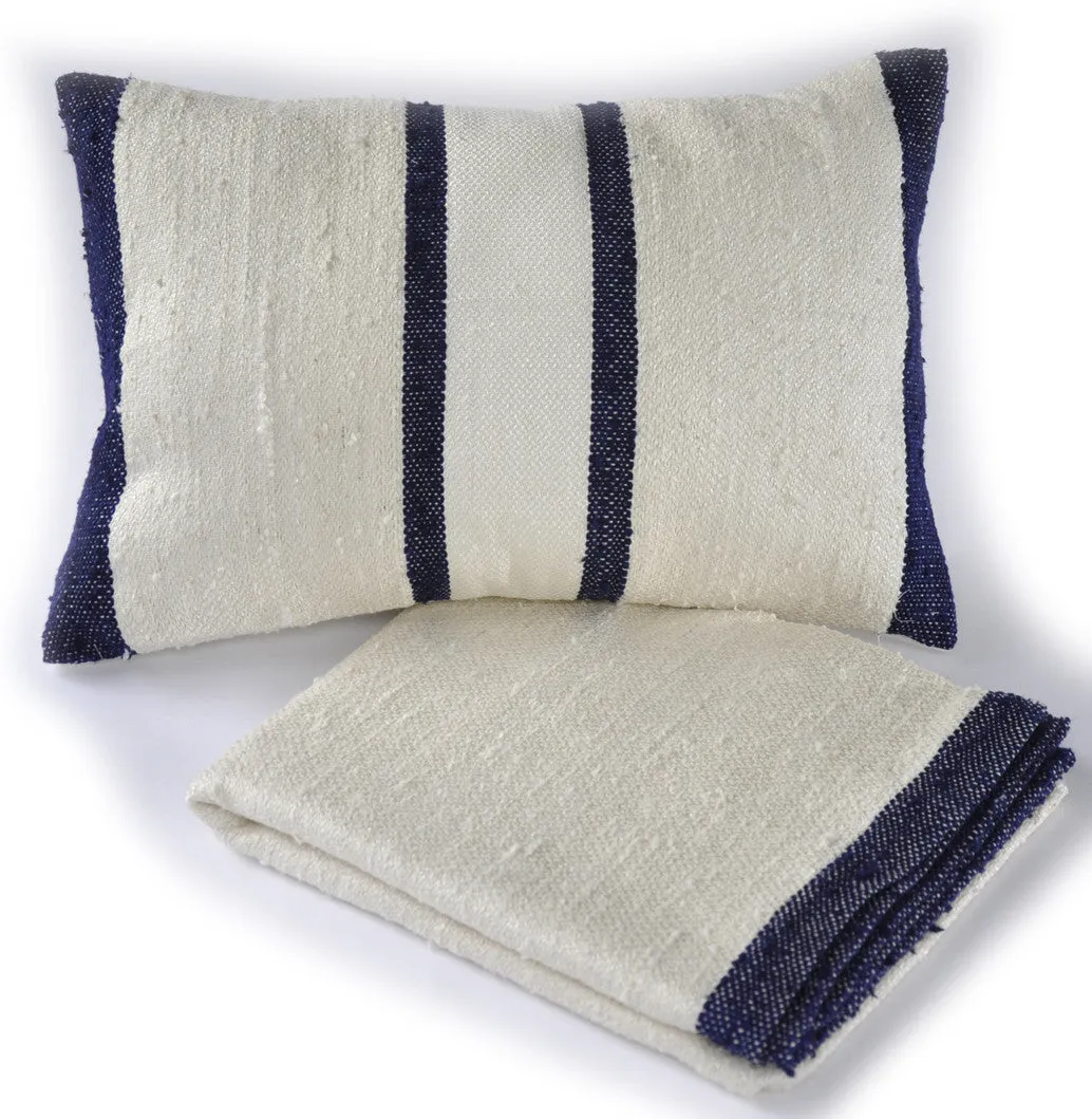 Indigo Raw Silk Throw Blanket
