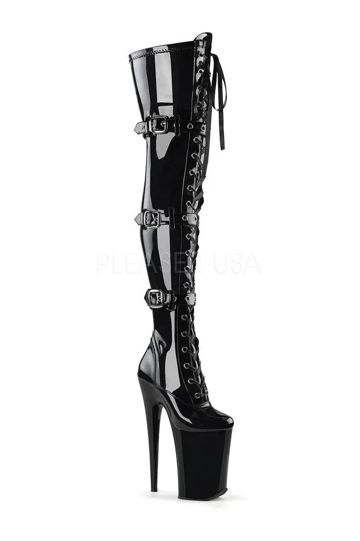 INFINITY-3028 Platform Boot  | Black Patent