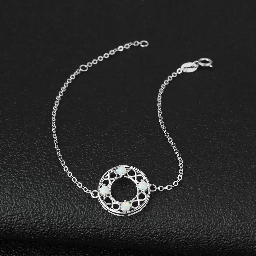 Infinity Love Hollow Round Milky Opal Stone Bracelets & Bangles 925 Sterling Silver Bracelets For Women