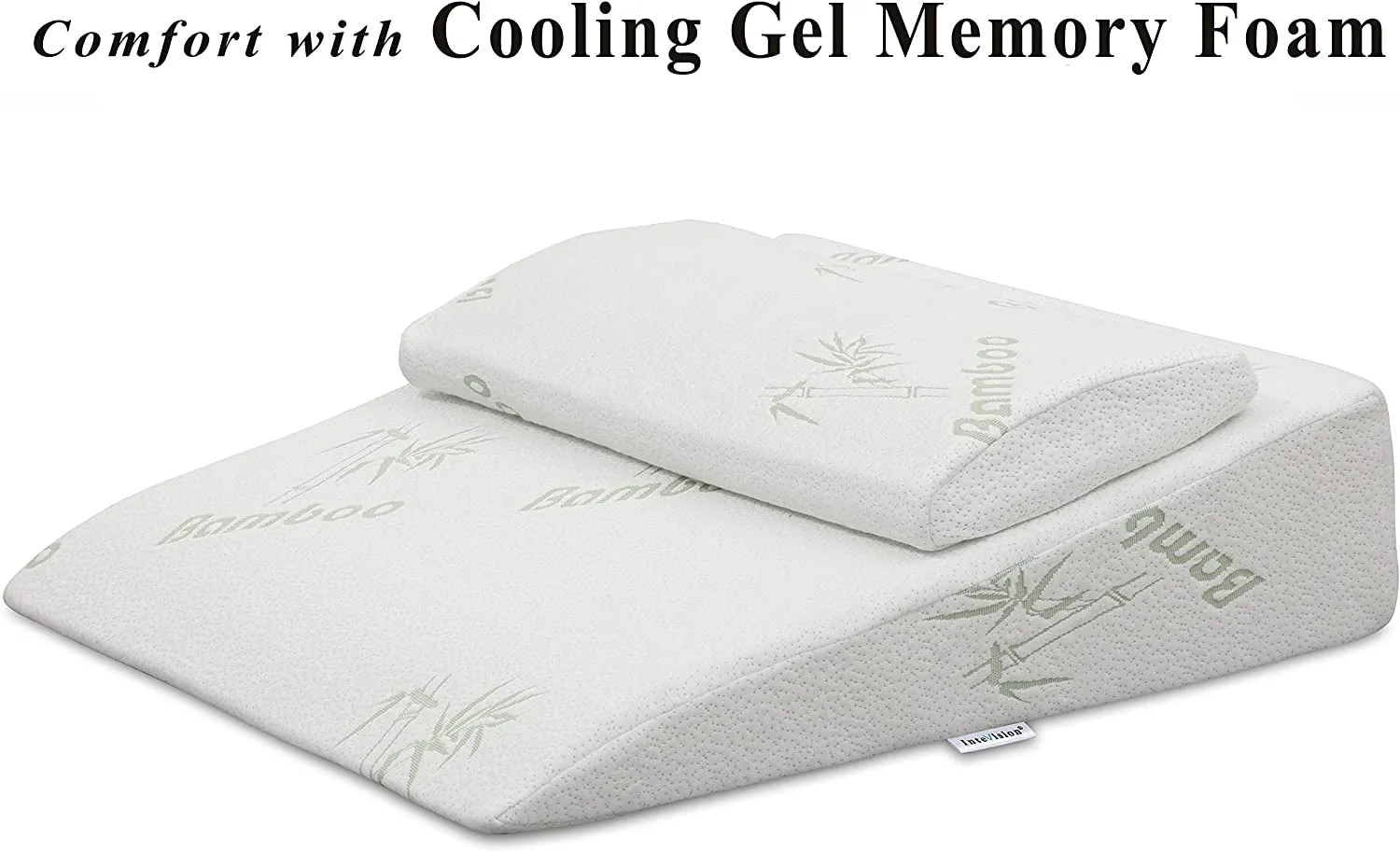 InteVision Extra Large Foam Bed Wedge Pillow (33" x 30.5" x 7.5") & Headrest Pillow in ONE Package - 2" Memory Foam Top - Helps Relief for Acid Reflux, Post Surgery, Snoring, and Back Pain