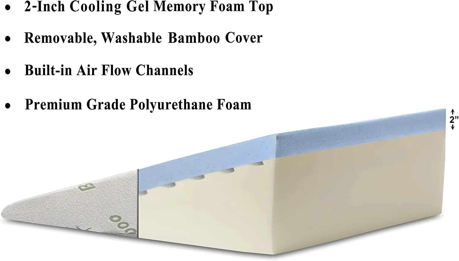 InteVision Extra Large Foam Bed Wedge Pillow (33" x 30.5" x 7.5") & Headrest Pillow in ONE Package - 2" Memory Foam Top - Helps Relief for Acid Reflux, Post Surgery, Snoring, and Back Pain