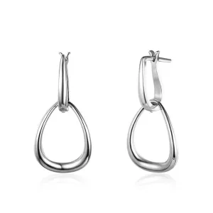 Irregular Shape Hollow Design Hoop Earrings For Women Fashion Rhodium Plated Jewelry Party Gift